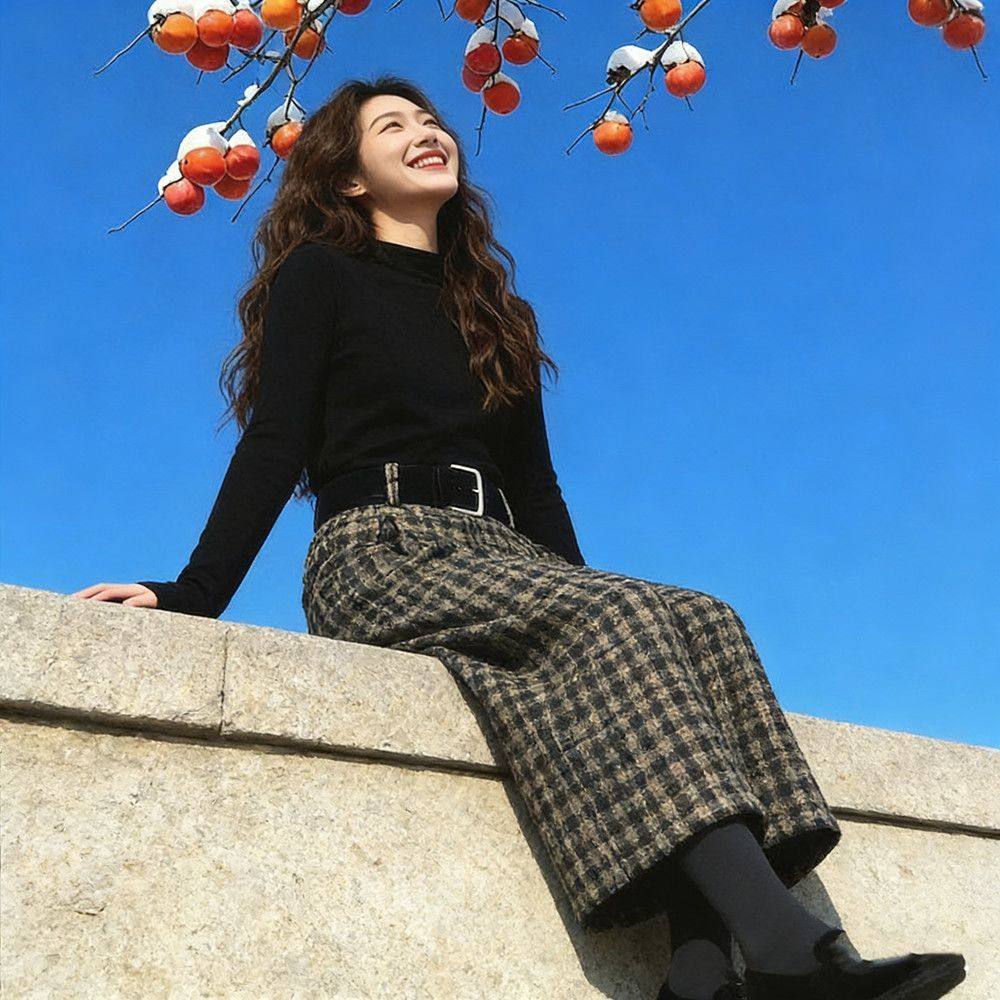 港风复古格纹毛呢加绒加厚休闲裤女冬季新款显瘦直筒阔腿八分裤子,女装/女士精品,休闲裤,淘宝优惠券,粉丝福利购,淘宝优惠卷