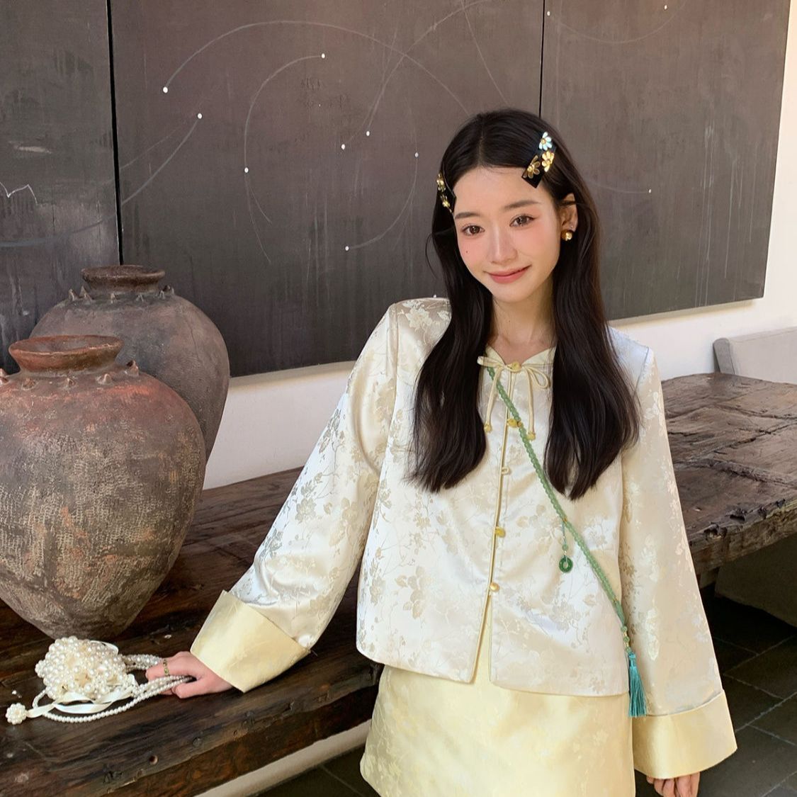 新中式国风套装女气质短外套半裙