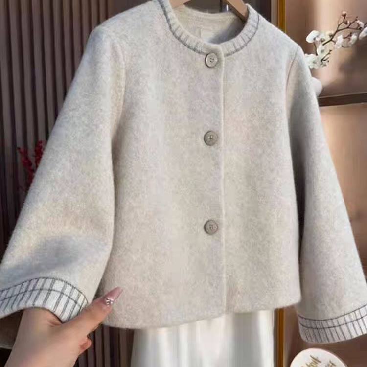 法式时尚圆领宽松高级感长袖外套