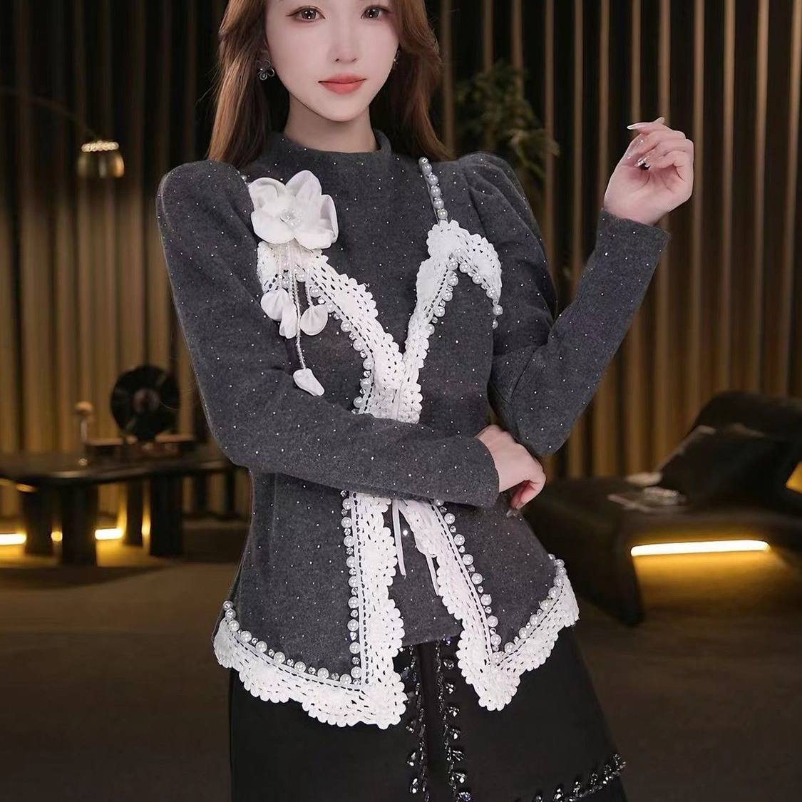 欧货时尚拼接蕾丝花边吊带T恤