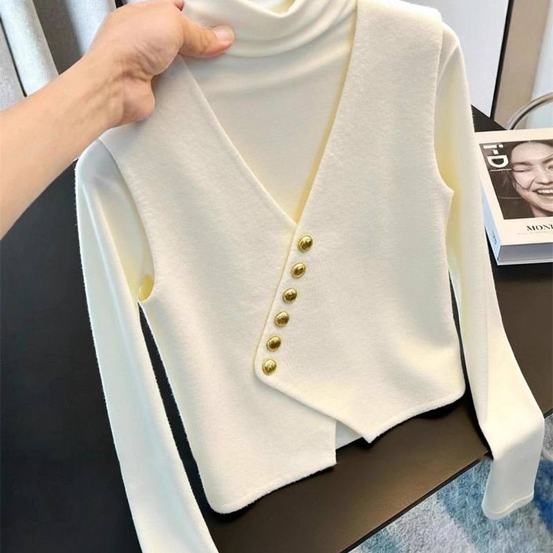 冬季新款针织马甲叠穿两件套女