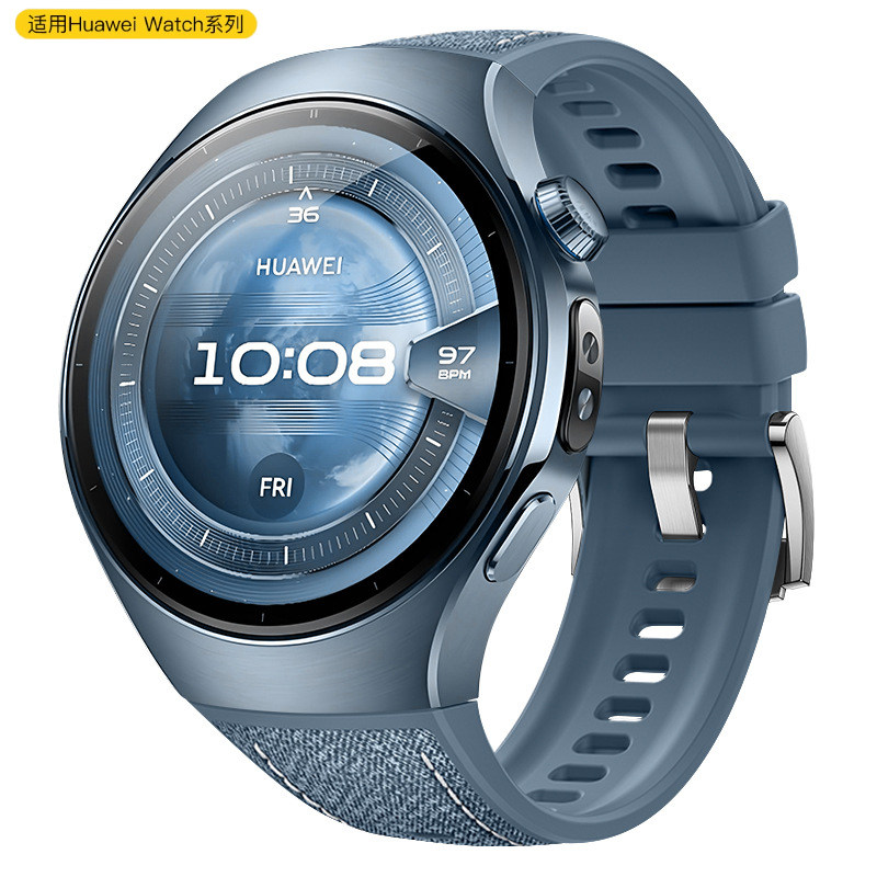 适配华为watch5素皮硅胶复合手表带专用按压式真皮男女46腕带42mm,手表,配件,淘宝优惠券,粉丝福利购,淘宝优惠卷