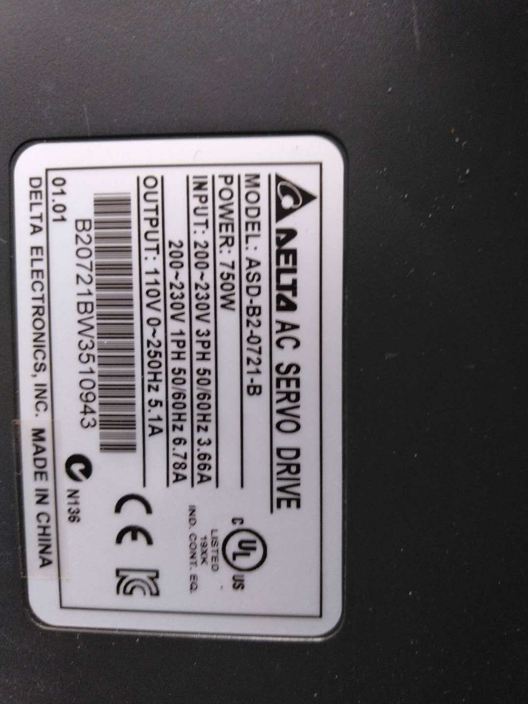 九新 台达驱动器 asd-b2-0721-b 质量保证 成色好 现货