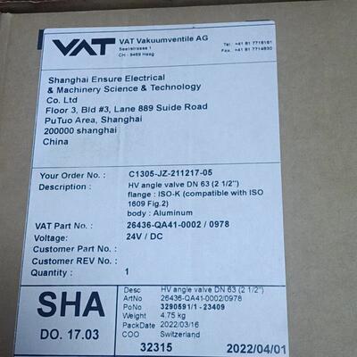 全新VAT真空阀  未拆箱26436-QA41-0002/0978