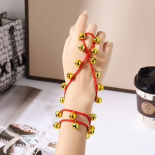 跳舞表演道具手链元夕同款12MM铃铛复古民族风红绳会响手铃手环