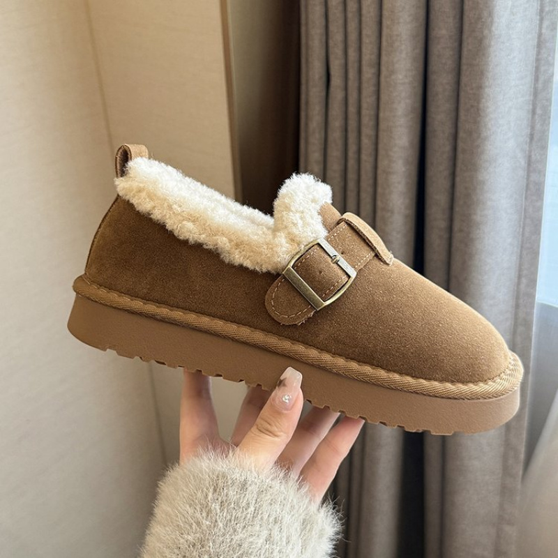 厚底加绒豆豆懒人鞋女雪地靴2025
