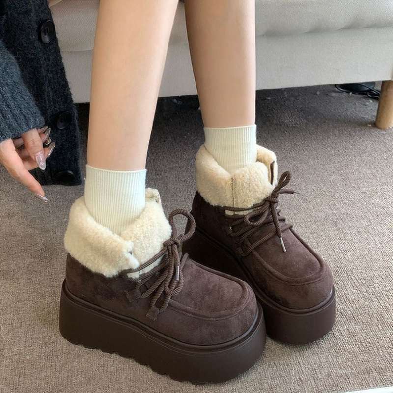 复古磨砂短筒雪地棉靴女2024年秋