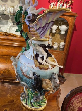 meissen 梅森 稀有 瓷偶装饰瓶 68cm 一级 海神主题
