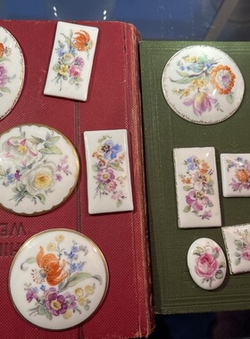 在途 KPM Berlin画师手绘Bavaria小瓷片书签纸垫首饰挂坠镶墙家具