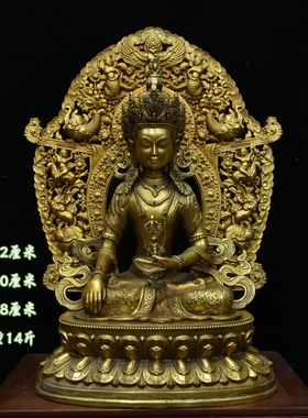藏传黄铜鎏金仿古金刚萨埵观音度母佛像居家堂供奉用品摆件52cm