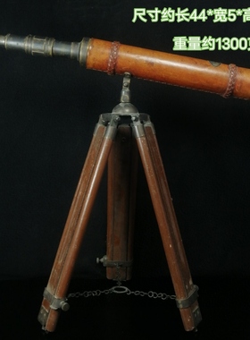 印度进口黄铜制双筒支架望远镜欧式复古书桌饰品办公室样板房摆件