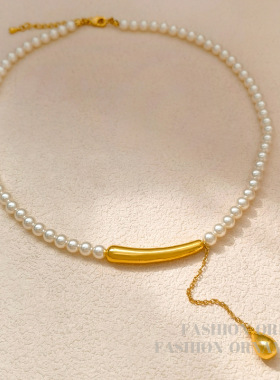 气质法式水滴吊坠颈链秋冬