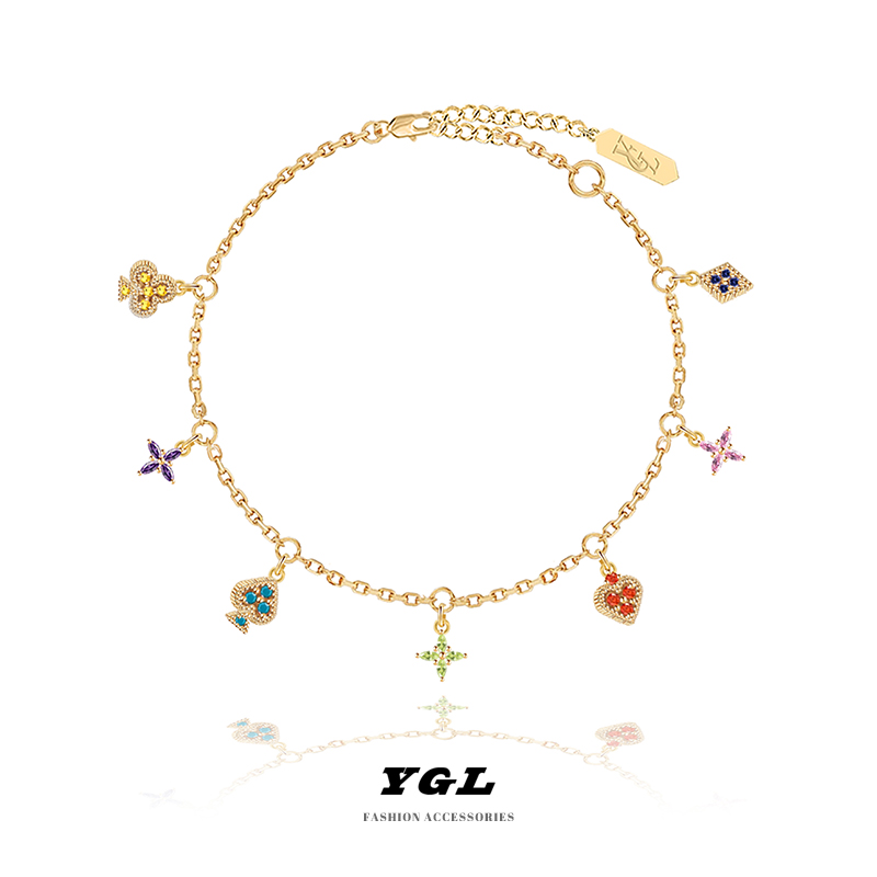 轻奢精致多彩镶钻星芒手链个性