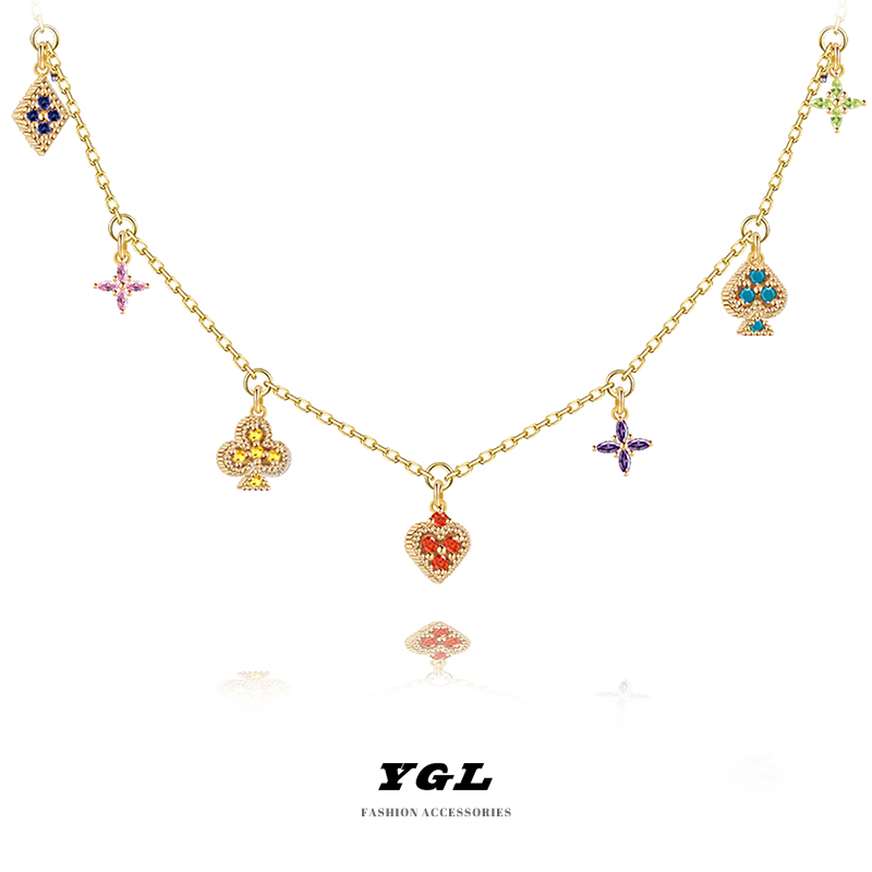 轻奢复镶钻撞色星芒项链高级感