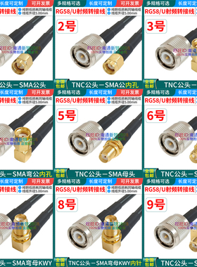 全铜RG58U射频电缆TNC-J内螺内针转SMA公母头-KY/SMA-JW/50-3馈线