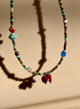 西域 原创设计简约个性款糖葫芦 国风项链捷克琉璃项链