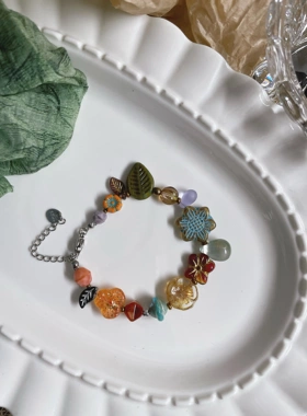 原创小众饰品 （孤品）一只童手作 串珠捷克琉璃手链