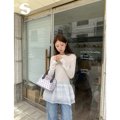 双层裙摆拼接百搭打底长袖T恤