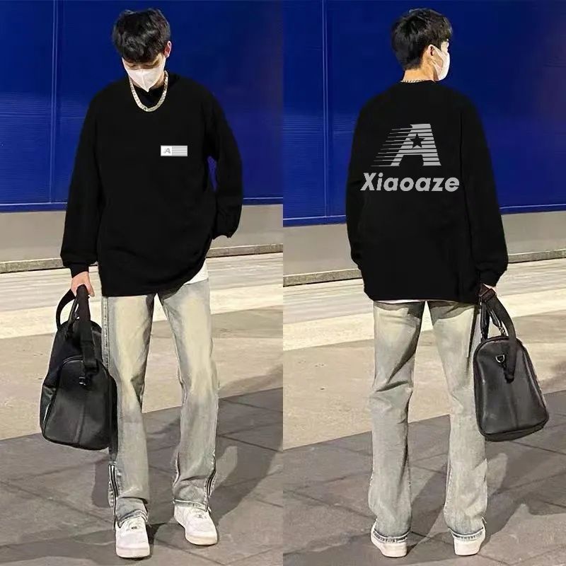 圆领卫衣男女秋冬季重磅加绒加厚潮牌情侣美式复古宽松青少年上衣