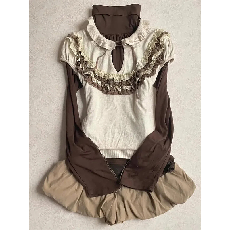 上衣+花苞短裤美拉德系三件套