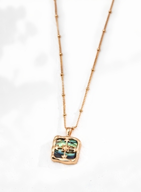 S925银镀18K金贝母项链油画系列小清新百搭高级颈链女轻奢项链女