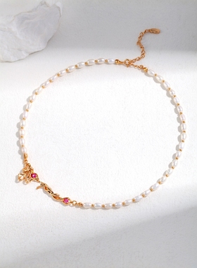 S925银镀18K金时尚珍珠项链精品轻奢小众女款颈链