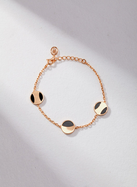 S925银镀18K金时尚简约手链女防过敏个性气质手环手饰女礼物