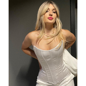 ins Grace法式 优雅性感缎面鱼骨胸衣露肩内搭显瘦外穿打底corset