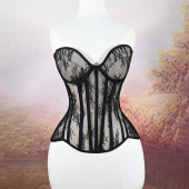 缪斯女神复古优雅性感蕾丝气质高级法式 绑带塑身鱼骨网纱胸衣抹胸