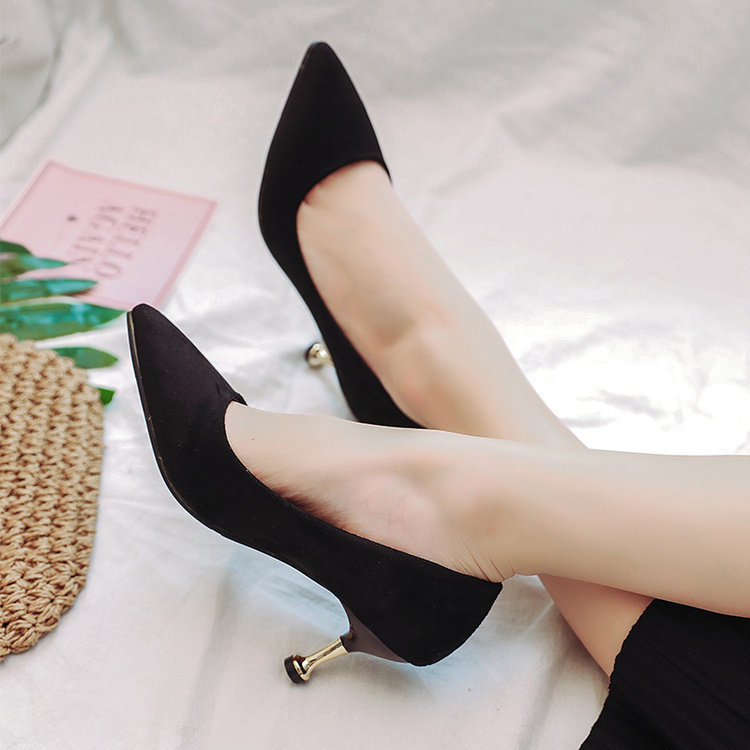 2020春秋新款细跟中跟尖头单鞋浅口女鞋小跟鞋340-43大码高跟瓢鞋在类目 女鞋, 低帮鞋中 - 来自Buy2taobao.com提供专业的淘宝代购服务