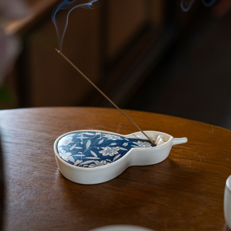 梵山堂青花云裳百合葫芦香插线香景德镇手绘陶瓷茶具茶道零配件