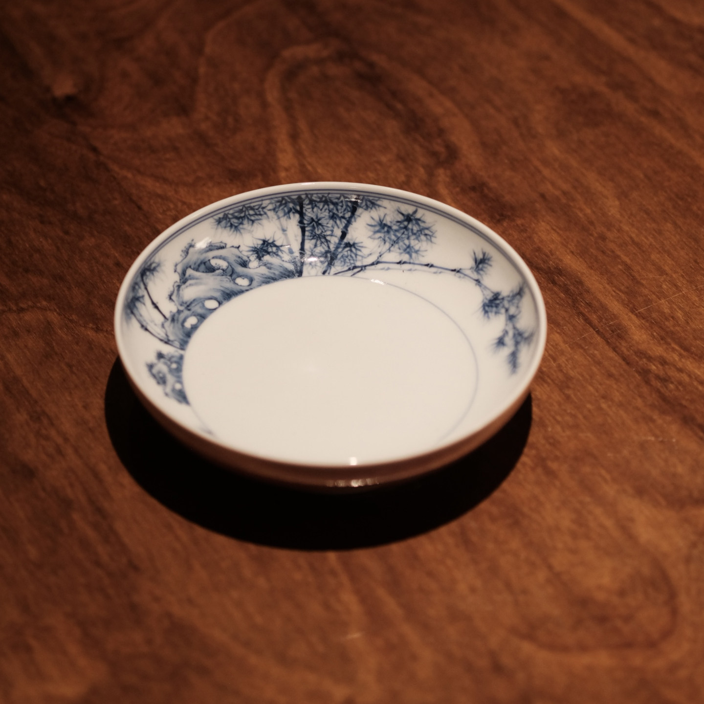 半斋豇豆红青花手绘竹石壶承景德镇陶瓷功夫茶具零配茶壶托干泡盘