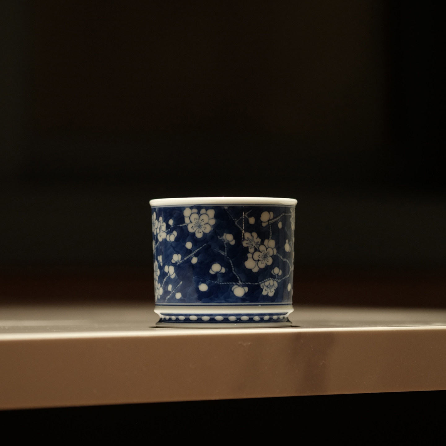 半斋青花冰梅直口杯景德镇手绘陶瓷茶具茶杯主人杯大容量150ml