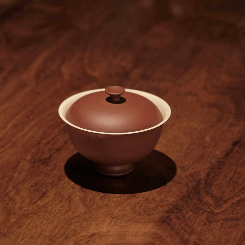 半斋红泥粉引元宝盖碗陶瓷茶具茶杯单个两才泡茶碗120ml