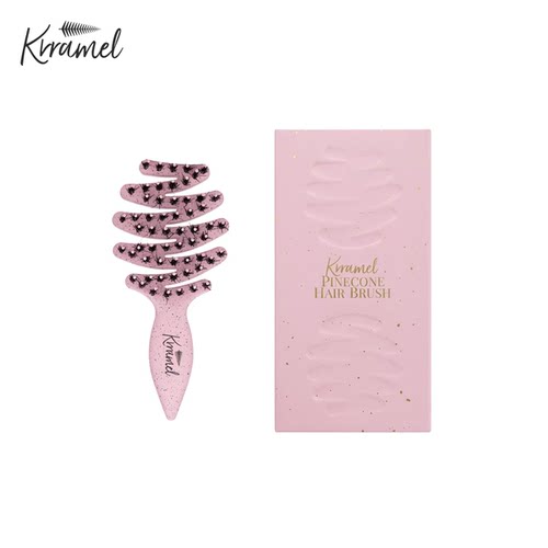 KRRAMEL便携粉色猪鬃梳送镜子