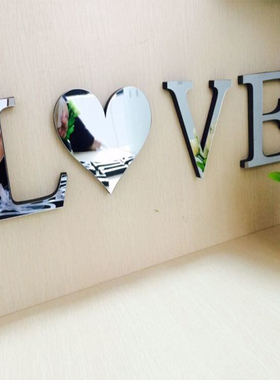 26个英文字母贴3d立体abcd自粘创意门牌家居装饰墙贴纸亚克力镜面