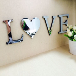 26个英文字母贴3d立体abcd自粘创意门牌家居装 饰墙贴纸亚克力镜面