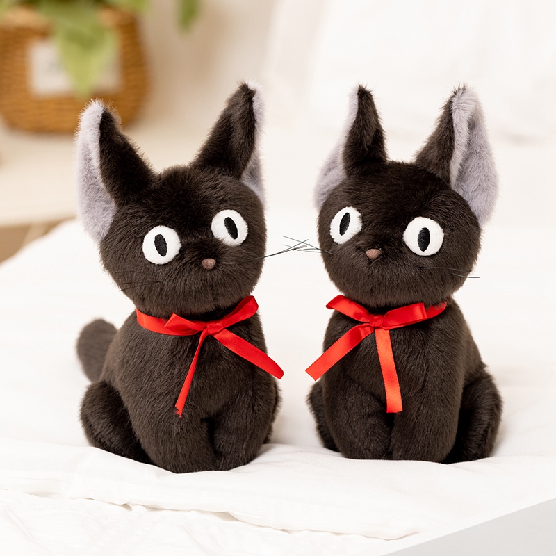 可爱黑猫毛绒玩具魔女宅急送小猫咪公仔蝴蝶结跨境猫玩偶生日礼物