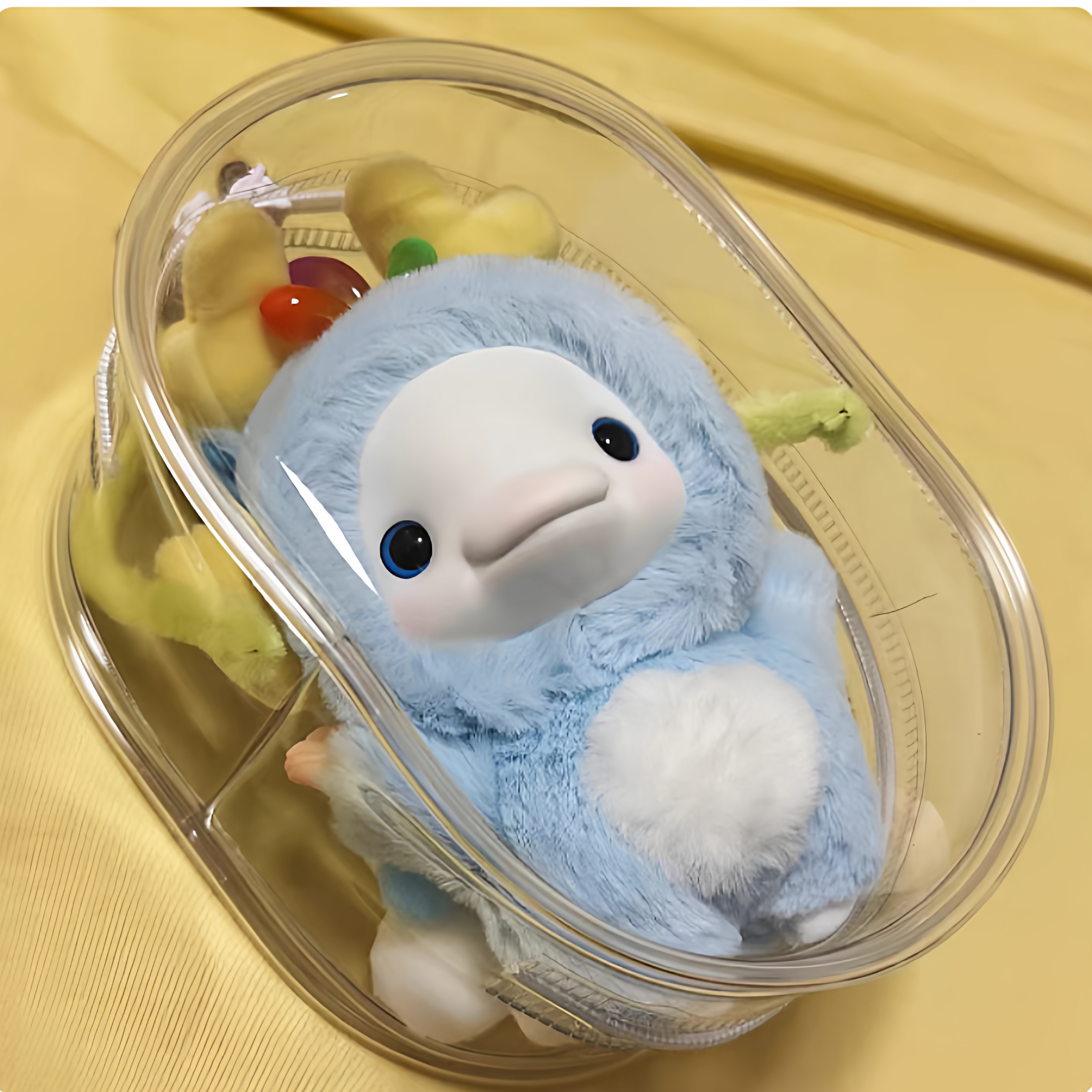 喜洋洋乐融融吉祥物遛娃包湾鸡全运会醒狮公仔防尘15cm痛包太空舱