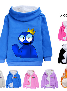 彩虹朋友蓝色朋友加绒外套Rainbow friends 儿童冬装连帽棉衣2023