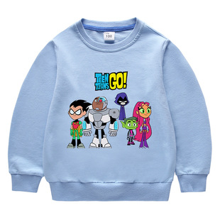 Teen Titans少年泰坦出击男童秋卫衣薄2022 卡通纯棉长袖圆领上衣