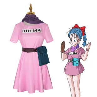 动漫七龙珠万圣节布尔玛服装cosplay女装 圣诞节表演服连衣裙套装