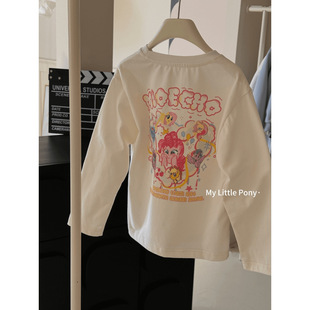 My little pony长袖t血女童小马宝莉纯棉大童 百搭上衣白色圆领24