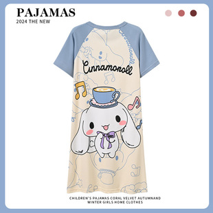 cinnamoroll女童卡通睡裙夏季短袖连衣裙大童 pochacco睡衣家居服