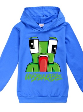 UNSPEAKABLE卡通蓝色儿童薄款卫衣中大童 2022春装套头连帽棉上衣