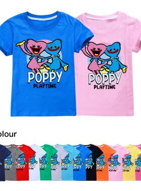 HUGGY WUGGY和KISSY MISSY儿童T恤卡通纯棉夏季短袖波比游戏poppy