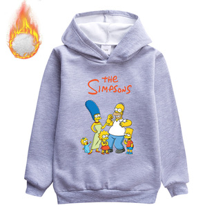 The Simpsons辛普森一家加厚不倒绒卫衣套头帽衫儿童冬季保暖上衣