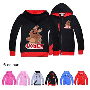 2022Adopt me秋季拉链外套儿童开衫上衣纯棉长袖帽衫卡通8-14岁薄