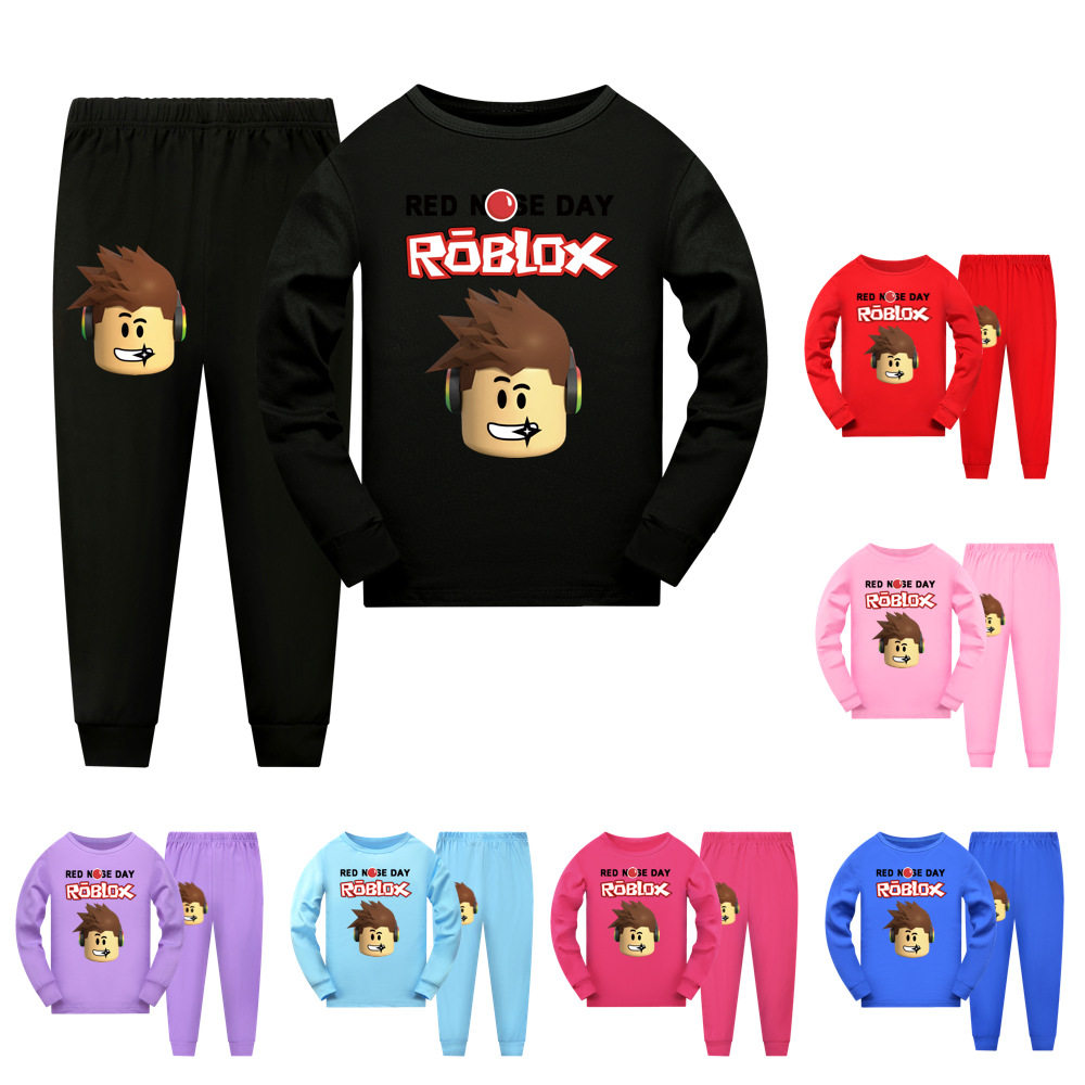 Roblox男童睡衣套装罗布乐思儿童长袖T恤长裤休闲家居服 春秋2023
