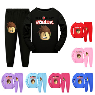 Roblox男童睡衣套装罗布乐思儿童长袖T恤长裤休闲家居服 春秋2023